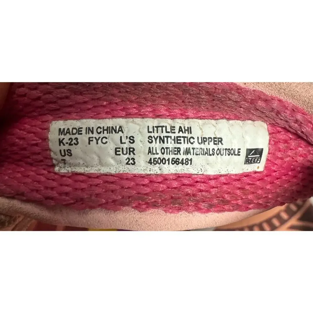 Reef Little Ahi Toddler Girls Pink Tropical Flip Flop Sandals Size 7T EU 23